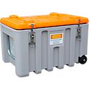 Trolley CEMO CEMbox 150, polyethyleen, 150 l, L 800 x B 600 x H 530 mm, stapelbaar, grijs/oranje