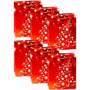 TSI-cadeauzakjesset serie 10, 6-delig, 6 x motief „Sterren en sneeuwvlokken“, B 180 x D 100 x H 230 mm, PP-folie, goud-rood