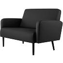 Tweezitsbank meet® van Paperflow LISBOA, desinfectiebestendige kunstlederen bekleding zwart, onderstel zwart, B 1240 x D 815 x H 830 mm