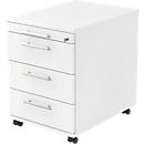 ULM cajonera móvil, 3 cajones, 1 cajón para utensilios, An 428 x Pr 580 x Al 590 mm, blanco/blanco