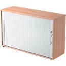 ULM cross roller shutter cabinet, 2 AA, silver aluminium shutters, W 1200 x D 400 x H 748 mm, walnut finish