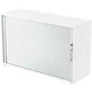 ULM cross shutter cabinet, 2 AA, shutters aluminium silver, W 1200 x D 400 x H 748 mm, white