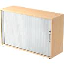 ULM cross shutter cabinet, 2 AA, silver aluminium louvres, W 1200 x D 400 x H 748 mm, maple finish