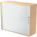 ULM cross shutter cabinet, 3 AA, shutters aluminium silver, W 1200 x D 400 x H 1100 mm, maple finish