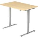 Ulm desk, electr. height-adjustable, T-leg, W 1200 mm, maple finish