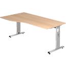 ULM free-form desk, left or right, W 1800 x D 800/1000 x H 650-850 mm, oak finish