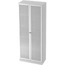 ULM glass door filing cabinet with glass doors, 5 AA, W 800 x D 420 x H 2004 mm, light grey