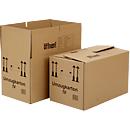 Umzugskarton, 2-wellig, bis 40 kg, Beschriftungsfeld, BC-Wellpappe, verstärkte Handgriffe, Schmetterlingsboden, L 550 x B 350 x H 330 mm, FSC®, braun