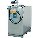 Unité compacte de lubrification CEMO ECO UNI 750, réservoir HPDE 750 l, pompe électrique 230 V, 9 l/min, L 1080 x P 770 x H 1670 mm, tuyau de 4 m avec support de tuyau