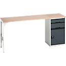 Unterbauwerkbank Bott verso, Multiplex-Platte, 2 Schubladen, 1 Tür, 1 Ablageboden, B 2000 x T 600 x H 930 mm, Lichtgrau / Anthrazitgrau