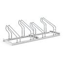 Upright parker WSM, 1-sided, for tires up to W 55 mm, W 1400 x D 538 x H 415 mm, hot-dip galvanized steel, 4 parking spaces, disassembled