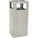 V-Part Corbeille à papier cendrier Pyramide, ouverture 240 x 150 mm, serrure triangulaire, 70 litres, L 385 x P 380 x H 880 mm, inox