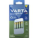 VARTA Akku Ladegerät Eco Charger Pro Recycled, aus 75% Recyclingmaterial, inkl. USB-Typ-C Ladekabel und 4x AA 2100 mAh NiMH-Akkus