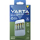 VARTA batterijlader Eco Charger Pro Recycled, gemaakt van 75% gerecycled materiaal, incl. USB type C oplaadkabel en 4x AAA 800 mAh NiMH-batterijen