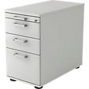 Vast ladeblok TARVIS, 1 materiaallade, afsluitbaar, 2 schuifladen, 1 hangmappenlade, B 428 x D 700 x H 720 mm, lichtgrijs