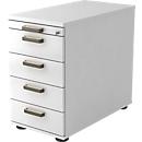 Vast ladeblok TOPAS LINE, 4 schuifladen, 1 materiaallade, afsluitbaar, wit/wit