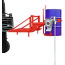 Vatkipper Bauer type FD/L, voor vaten van 110 tot 220 l, 360 kg, 270° kippen, met eindeloze ketting, vorkheftrucksteun, vuurrood RAL 3000