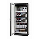 Veiligheidskast type 30 asecos Q-DISPLAY-30, scharnierende deur met glasuitsparing, links scharnier, voorzijde in verkeersrood, B 864 x D 620 x H 1947 mm