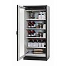Veiligheidskast type 30 asecos Q-DISPLAY-30, scharnierende deur met glasuitsparing, linkshandig scharnier, front lichtgrijs, B 864 x D 620 x H 1947 mm