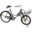 Vélo de transport, cadre en acier, avec porte-charge avant, béquille pour roue avant, noir