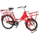 Vélo de transport, dérailleur à 3 vitesses, cadre en acier peint par poudrage, avec éclairage, rouge