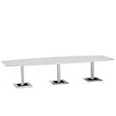 Vergadertafel Quandos bootvorm, 3-delig, B 3500 x D 1200 mm, wit