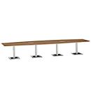 Vergadertafel Quandos bootvorm, 4-delig, incl. 2 netboxen, B 4500 x D 1200 mm, kersen-Romana