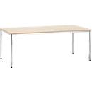Vergadertafel, tot 6 personen, rechthoekig, 4-poots vierkante buis, B 2000 x D 800 x H 720 mm, ahorn/chroomzilver