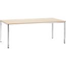 Vergadertafel, tot 6 personen, rechthoekig, 4-poots vierkante buis, B 2000 x D 800 x H 720 mm, ahorndecor/chroomzilver