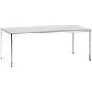 Vergadertafel, tot 6 personen, rechthoekig, 4-poots vierkante buis, B 2000 x D 800 x H 720 mm, lichtgrijs/chroomzilver