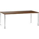 Vergadertafel, tot 6 personen, rechthoekig, 4-poots vierkante buis, B 2000 x D 800 x H 720 mm, walnootdecor/chroomzilver