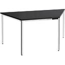 Vergadertafel, trapezium 1600 x 800 mm, zwart