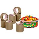 Verpakkingstape Nopi Classic, 12 rollen, rol 66 m lang, bruin + GRATIS blikje Haribo Phantasia