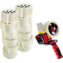 Verpakkingstape - polypropyleenfolie- B 50 mm x L 66 m - transparant - 12 rollen + afroller gratis - ons merk Schäfer Shop Select