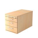 verrijdbaar ladeblok, 3 schuifladen, 1 materiaallade, B 428 x D 800 x H 512 mm, esdoorn