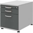 Verrijdbaar ladeblok BARI, hangmappenlade, materiaallade, 1 schuiflade, B 432 x D 577 x H 538 mm lichtgrijs/antraciet