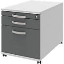 Verrijdbaar ladeblok BARI, hangmappenlade, materiaallade, 1 schuiflade, B 432 x D 800 x H 538 mm lichtgrijs/antraciet