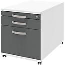 Verrijdbaar ladeblok BARI, hangmappenlade, materiaallade, 1 schuiflade, B 432 x D 800 x H 538 mm wit/antraciet