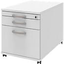 Verrijdbaar ladeblok BARI, hangmappenlade, materiaallade, 1 schuiflade, B 432 x D 800 x H 538 mm wit
