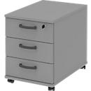 Verrijdbaar ladeblok BARI, materiaalbak, 3 schuifladen, afsluitbaar, B 427 x D 600 x H 544 mm, m.grijs/m.grijs/antraciet