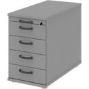 Verrijdbaar ladeblok BARI, materiaallade, 3 schuifladen, afsluitbaar, B 432 x D 800 x H 538, middengrijs/middengrijs