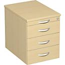 Verrijdbaar ladeblok PALENQUE, 3 schuifladen, B 430 x D 600 x H 566 mm, esdoorn
