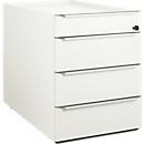 Verrijdbaar ladeblok QUANDOS BOX, 1 + 3 schuifladen, B 430 x D 800 x H 570 mm wit