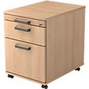 Verrijdbaar ladeblok TOPAS LINE, 1 schuiflade, 1 hangmappenlade, 1 materiaallade, L 580, eik/eik