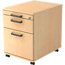 Verrijdbaar ladeblok TOPAS LINE, 1 schuiflade, 1 hangmappenlade, 1 materiaallade, L 580, esdoorn/aluminium