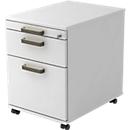 Verrijdbaar ladeblok TOPAS LINE, 1 schuiflade, 1 hangmappenlade, 1 materiaallade, L 580, wit/wit