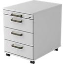 Verrijdbaar ladeblok TOPAS LINE, 3 schuifladen, 1 materiaallade, afsluitbaar, lichtgrijs/lichtgrijs D 580 mm