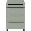 Verrijdbaar onderstel, 4 laden incl. opbergvak, B 420 x D 600 x H 630 mm, taupe groen
