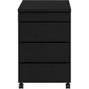 Verrijdbaar onderstel, 4 laden incl. opbergvak, B 420 x D 600 x H 630 mm, zwart