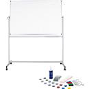 Verrijdbaar whiteboard Maul MAULstandaard, 1000 x 2000 mm, 2-zijdig, draaibaar + whiteboard accessoireset, 31 stuks